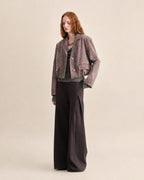 Gotodays Wrinkle Resistant Minimal Workwear Natural Waist Women Purple Straight Pants