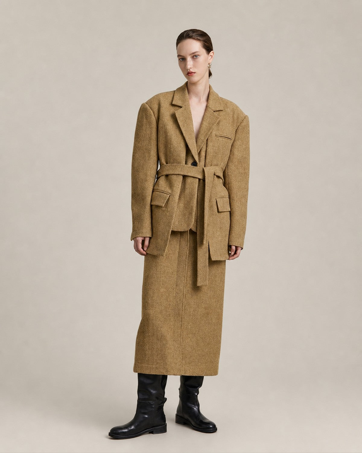 Gotodays Wool Single Button Notched Lapel Loose Fit Rice Yellow Young Women Blazers