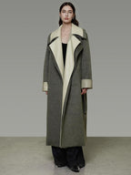 unspoken Minimal Commuter Oversized Long Notch Collar Olive Green Wool Blend Wool Coats