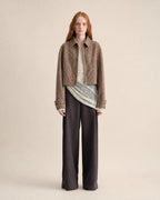 Gotodays Wool Blend Retro Loose Zip Lapel Long Sleeve Women Multicolor Cropped Jackets