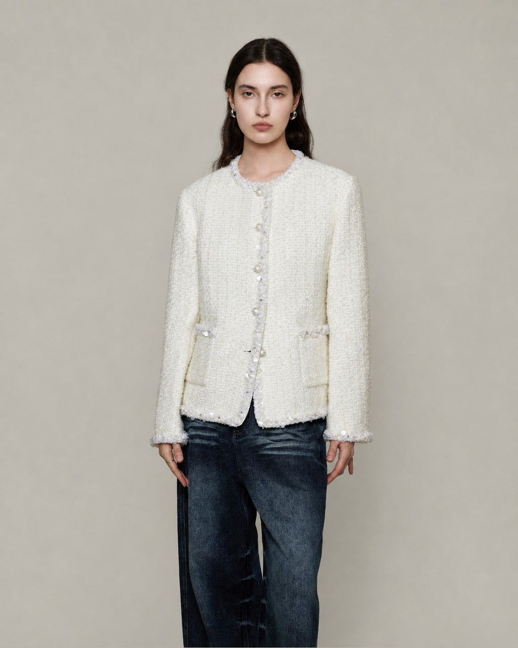 Gotodays Wool Blend Minimal Commuter Relaxed Fit 3D Tailored Cropped Jackets