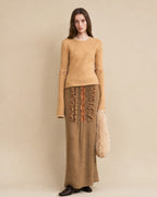 Gotodays Wool Blend Lined Vintage Straight Mid Hidden Zip Casual Women Maxi Skirts