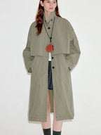 fano Oversized Cotton Blend Single Breasted Korean Commuter Women Khaki Trench Coats