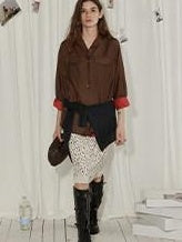 Lofi choose High Waist Casual Patchwork A Line Printed Polyester Office Midi Skirts