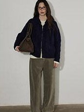 Lofi choose High Waist Chunky Stripe Office Ready Women Light Gray Wide Leg Pants