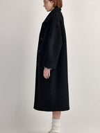 fano Soft Wool Blend Straight Cut Stand Collar Pockets Commuter Midlength Wool Coats