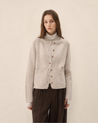 Gotodays Wool Blend Button Front Round Neck Long Sleeve Commuter Oatmeal Beige Cardigans