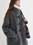 fano Lambswool Blend Single Breasted Loose Midlength Heather Gray Long Coats