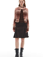 someone sometimes Soft Mohair Blend Lapel Collar Button Front Women Pink Brown Gradient Cardigans