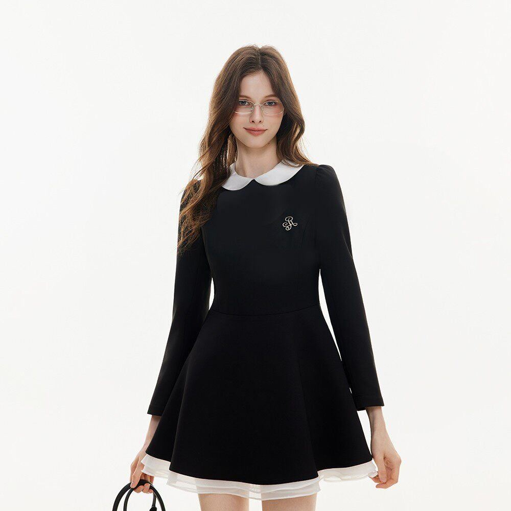 ikyou_Elegant_Mesh_Princess_High_Waist_Doll_Collar_A_Line_Black_Midi_Dresses_MISSTT