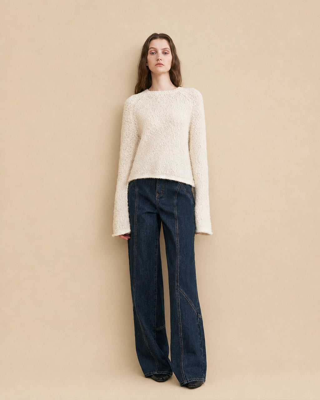 Gotodays Washed Denim Relaxed Natural Waist Casual Zip Fly Blue Straight Leg Jeans