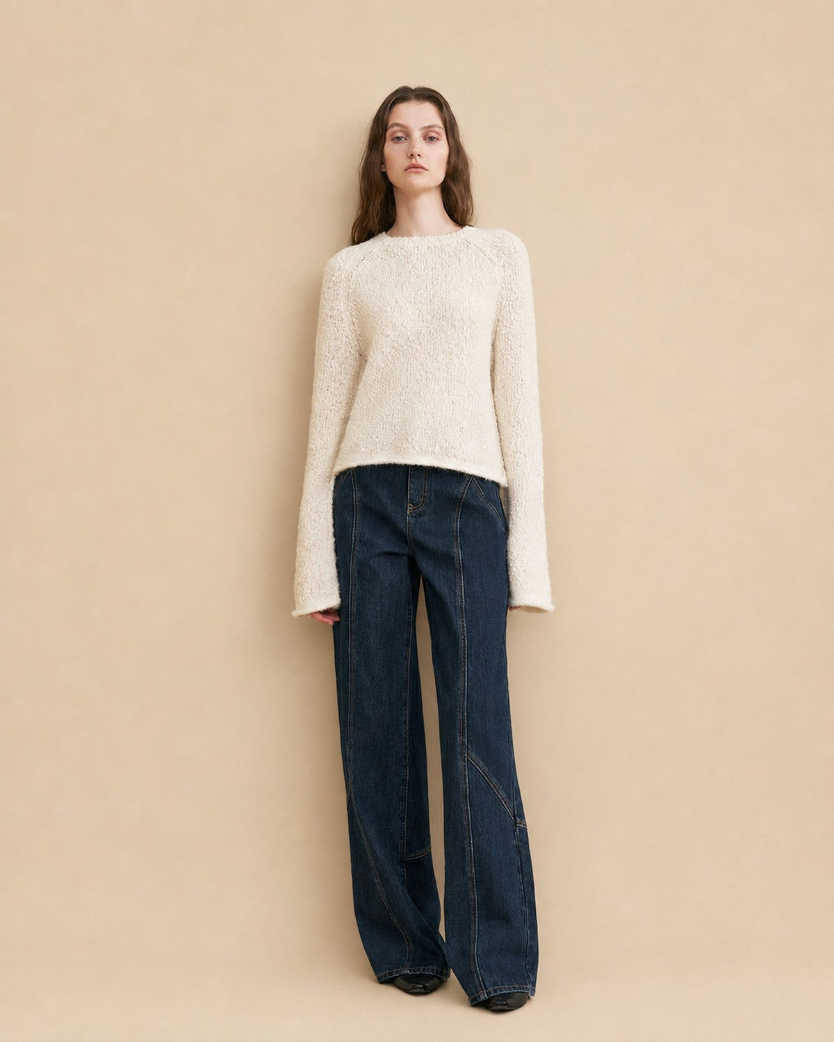 Gotodays Washed Denim Relaxed Natural Waist Casual Zip Fly Blue Straight Leg Jeans