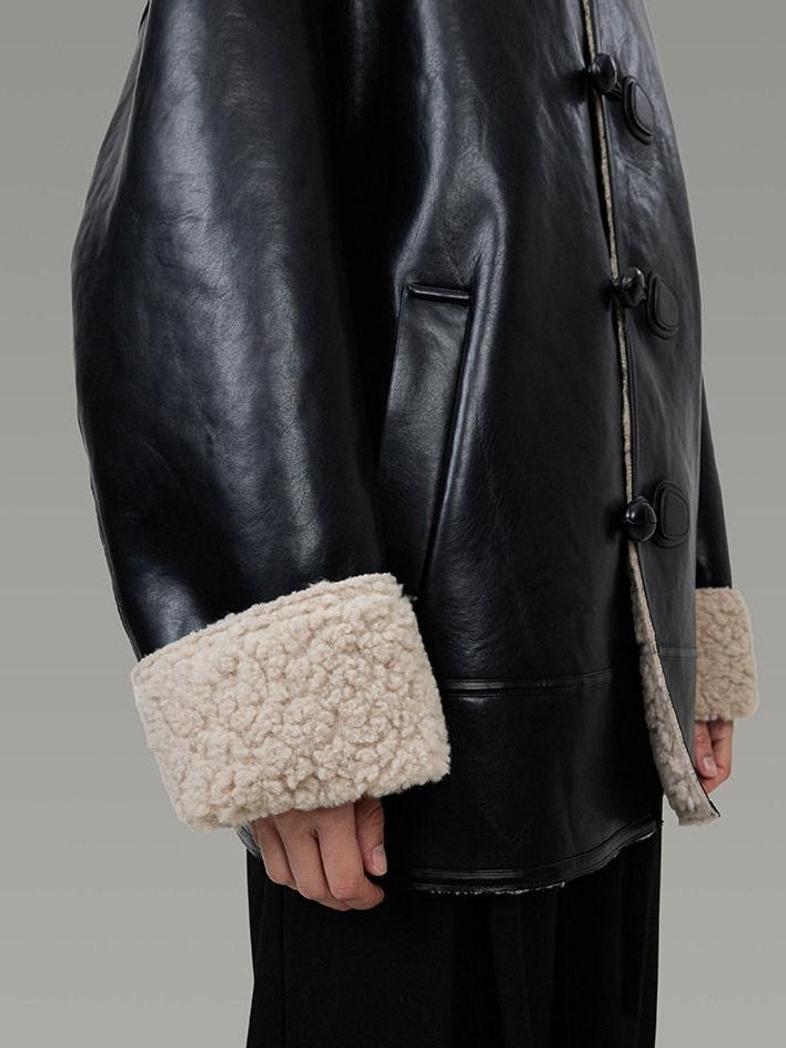 unspoken Minimalist Commuter Loose Fit Longsleeve Zip Women Black Leather Jackets