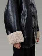 unspoken Minimalist Commuter Loose Fit Longsleeve Zip Women Black Leather Jackets