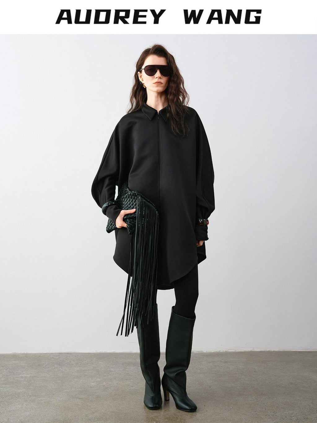 audreyyang Wrinkle Resistant Minimalist Loose Fit Turn Down Collar Women Polyester Shirts