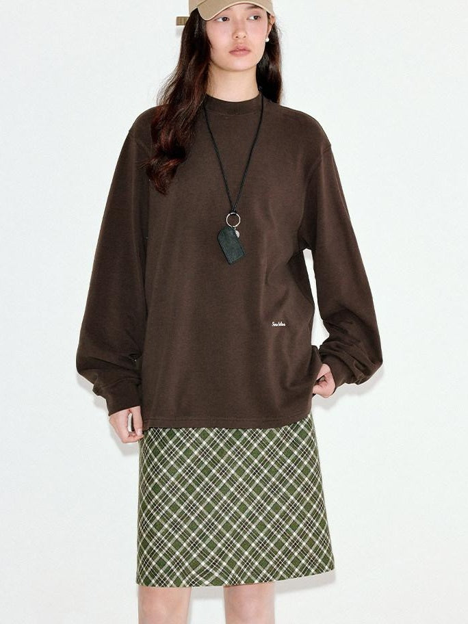 fano Embroidered Cotton Blend Relaxed Loose Womens Casual Long Sleeve T-Shirts