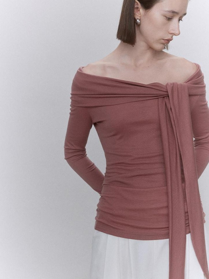 someone sometimes Soft Lyocell Wool Blend Office Commuter Women Cherry Pink Long Sleeve T-Shirts