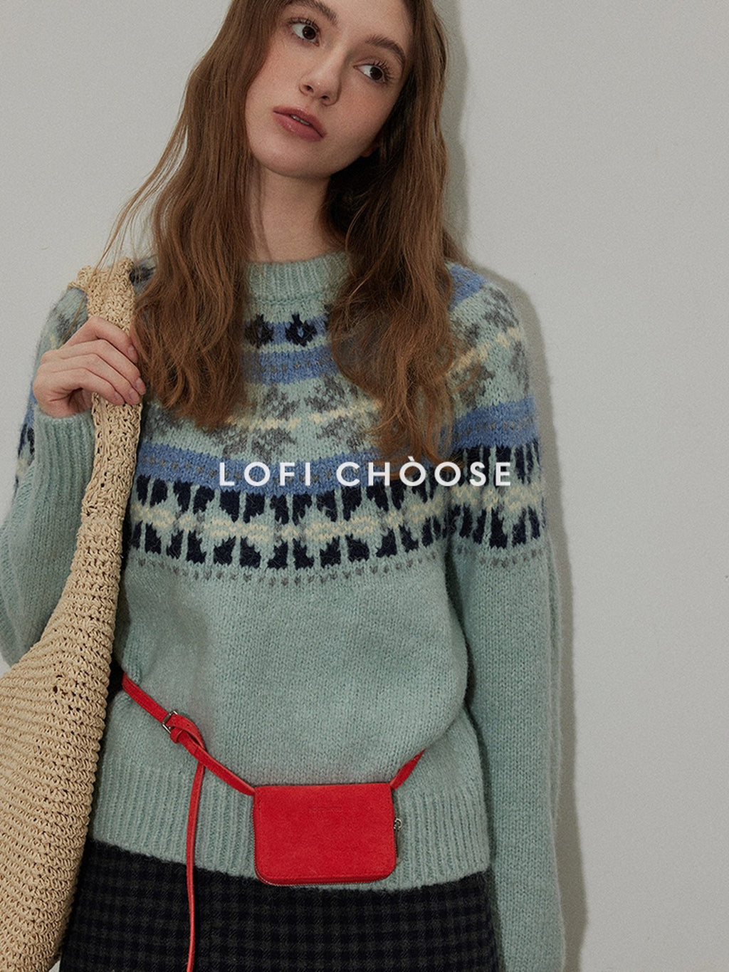 Lofi choose Cozy Soft Pullover Commuter Loose Fit Crew Neck Long Sleeve Knit Sweaters
