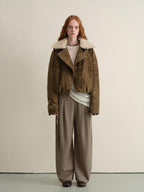 someone sometimes Stretch Pleated Casual Natural Waist Women Olive Green Zip Fly Wide Leg Pants