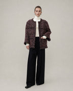 Gotodays Warm Wool Blend Button Front Round Neck Relaxed Fit Office Women Short Coat