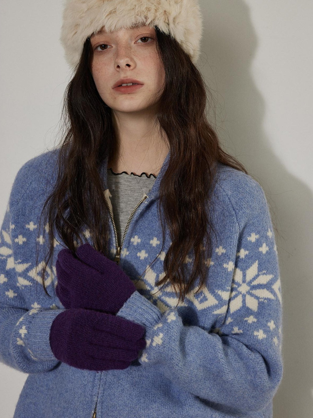 Lofi choose Cozy Thick Vintage Loose Zipper Women Acrylic Wool Cardigans