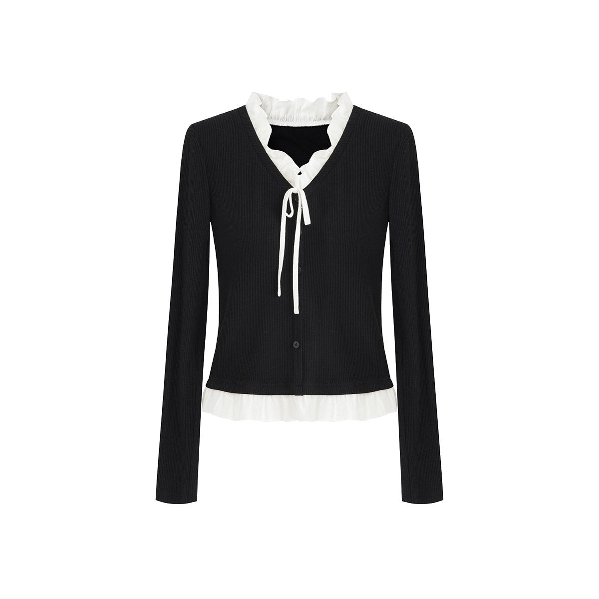 fano_Stretch_Viscose_Slim_Fit_Embroidered_V-neck_Workwear_Black_Long_Sleeve_Cardigans_MISSTT