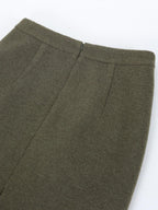 audreyyang Insulated Loose Fit Hooded Wool Blend Hidden Button Beech Green Cropped Jackets