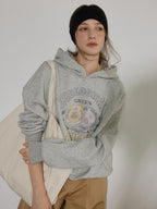 Lofi choose Soft Cotton Blend Oversized Commuter Style Casual Pullover Grey Hoodie