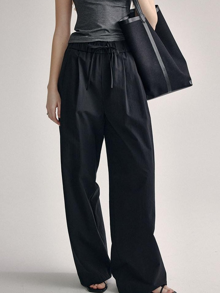 fano High Waist Tailored Minimalist Commuter Nylon Blend Pockets Straight Pants