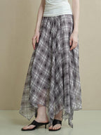 someonesometimes Flattering Commuter Slim Tie Strap Plaid Vest And Skirt Women Top & Skirt Sets