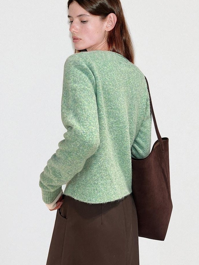 fano Thermal Workwear Straight Fit Crew Neck Green Button Front Women Cardigans