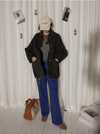 Lofi choose High Waist Distressed Vintage Blue Relaxed Cotton Zip Fly Womens Wide Leg Jeans