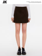 ikyou Wrinkle Free Retro A Line Lined Pocket Mid Waist Women Polyester Mini Skirts