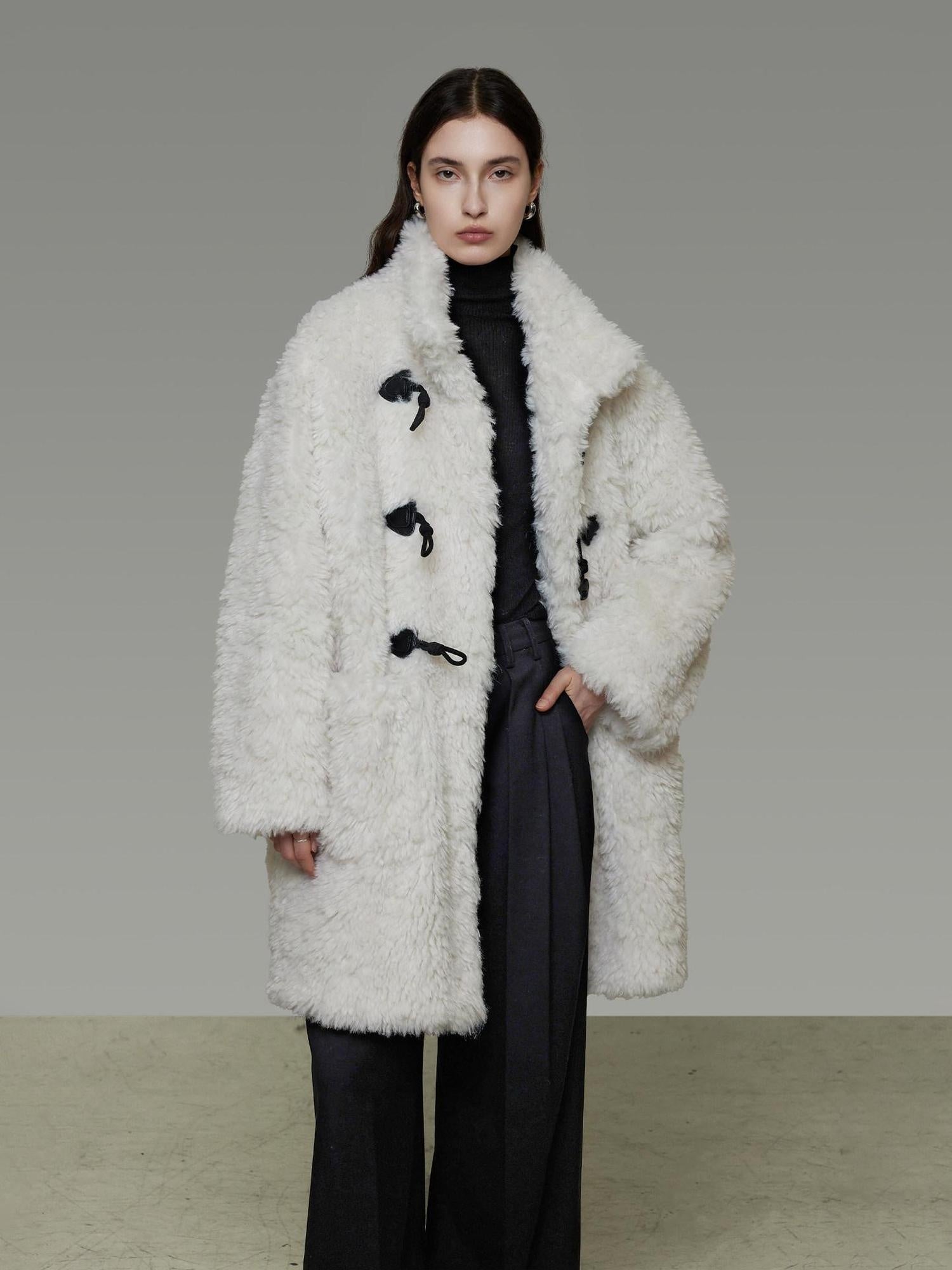 unspoken Warm Stand Collar Loose Mid Length Minimal Commuter Women Polyester Long Coats