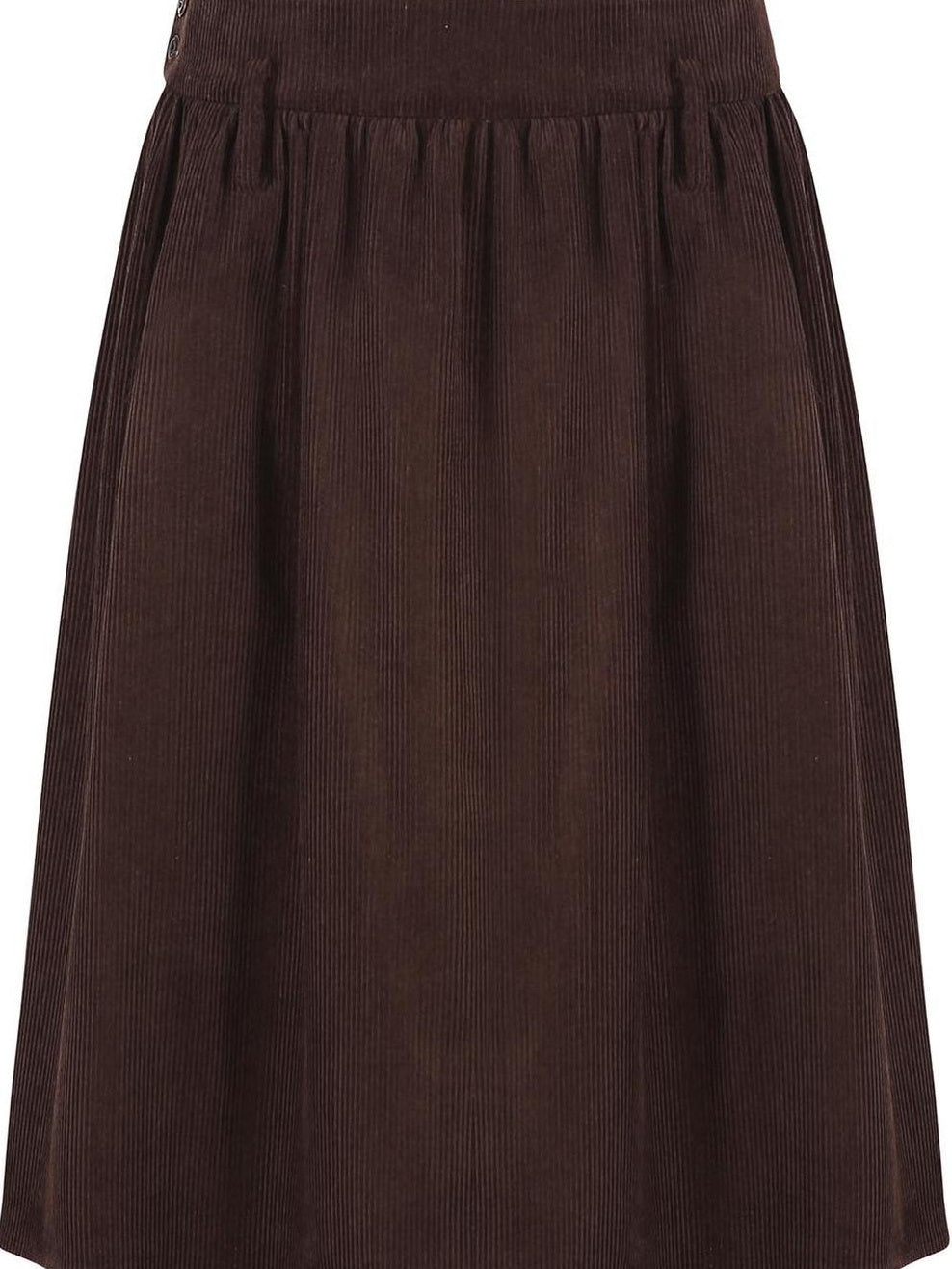 fano Lined High Waist Pleated Vintage A Line Cotton Brown Midi Skirts