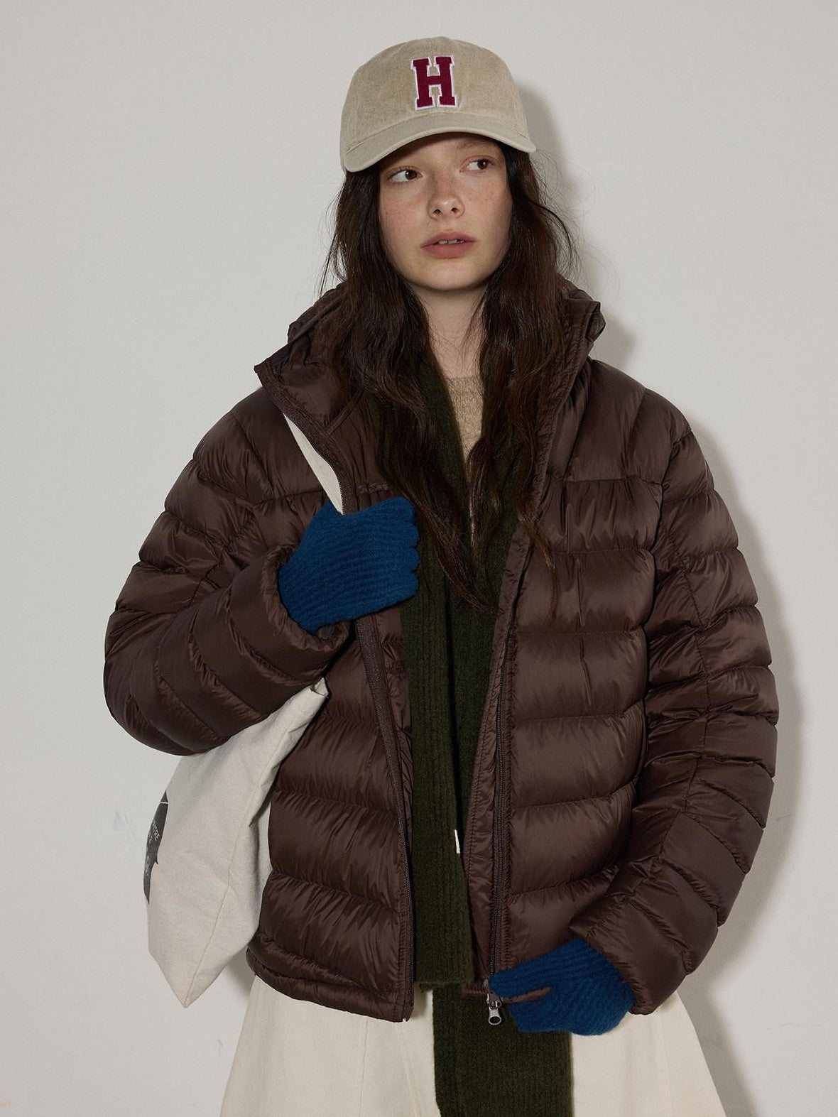 Lofi choose 90 Percent White Duck Down Thick Warm Loose Commuter Hooded Zipper Down Jackets