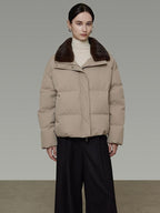 unspoken 90 White Duck Down Warm Loose Commuter Zip Lapel Women Down Jackets