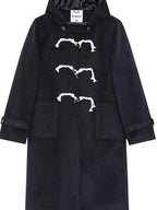 fano Thick Hooded Toggle Midlength Straight Pocket Commuter Solid Long Coats