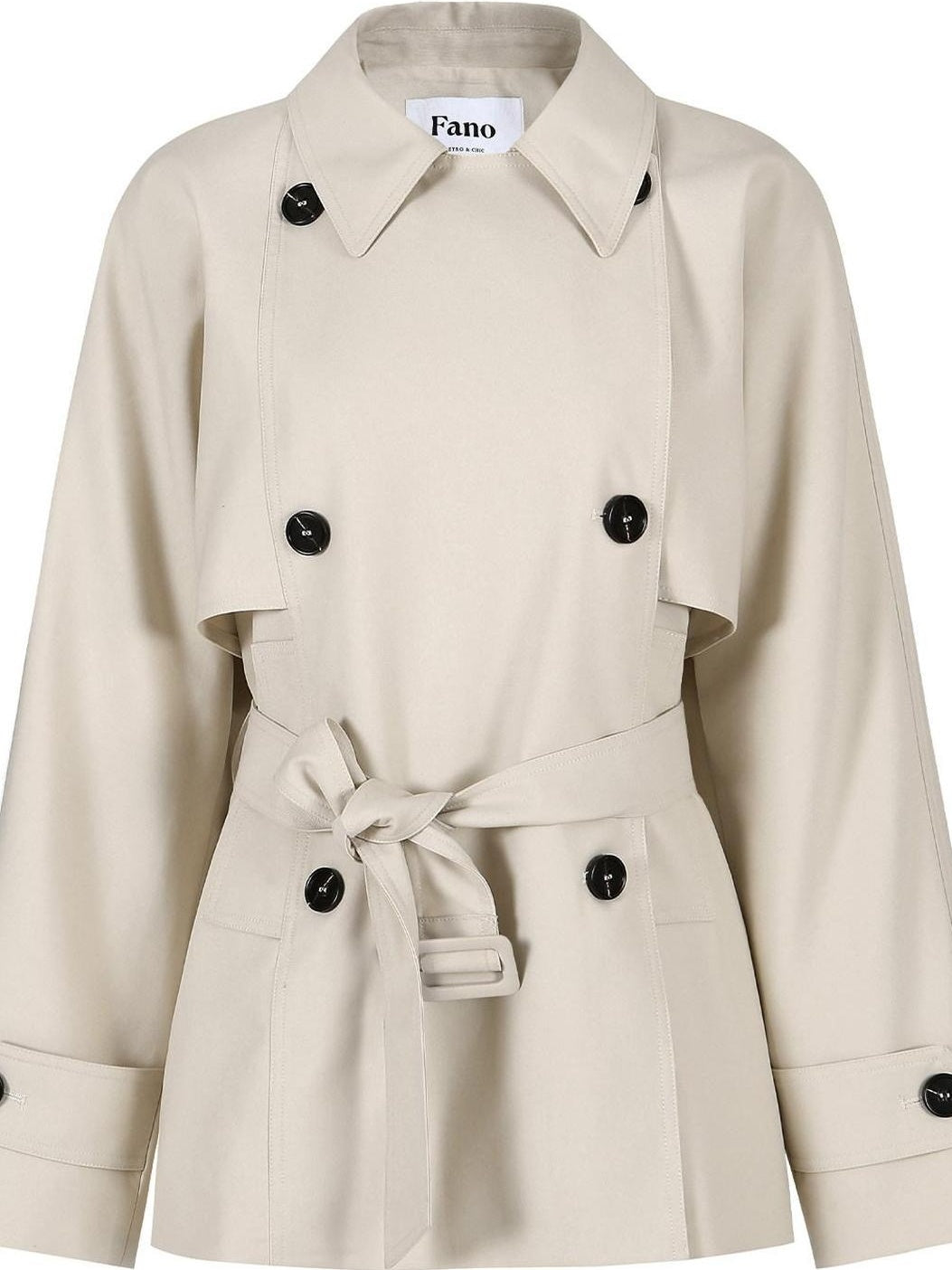 fano Korean Commuter Loose Double Breasted Midlength Women Poly Viscose Trench Coats