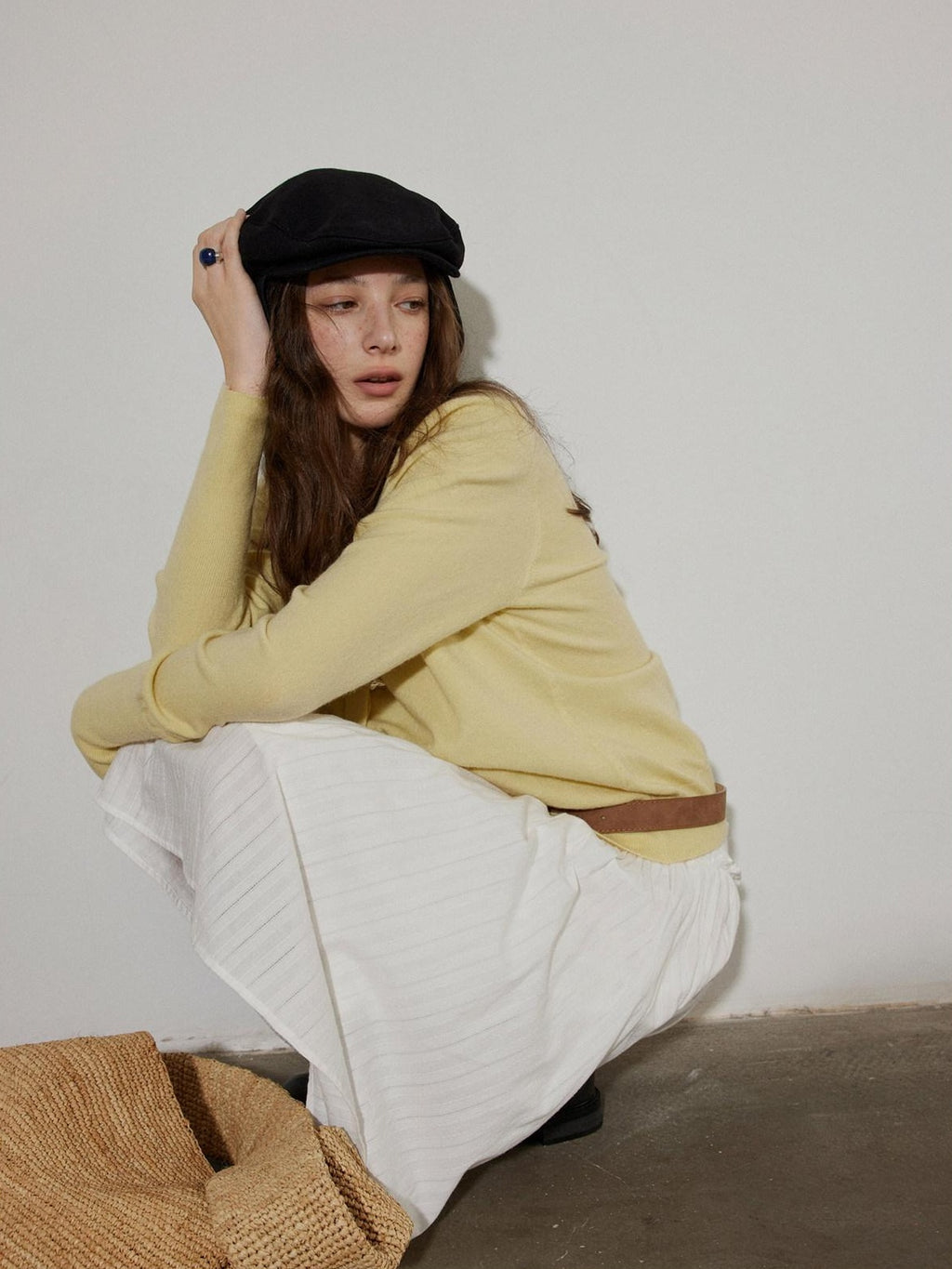 Lofi choose Button Front Knit Regular Fit Office Women Round Neck Yellow Charcoal Cardigans