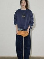 Lofi choose Fleece Lined Oversized Crew Neck Workwear Women Cotton Polyester Blend Sweatshirt