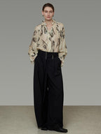 unspoken Breathable Soft Office Loose V-neck Embroidered Floral Viscose Blend Blouses