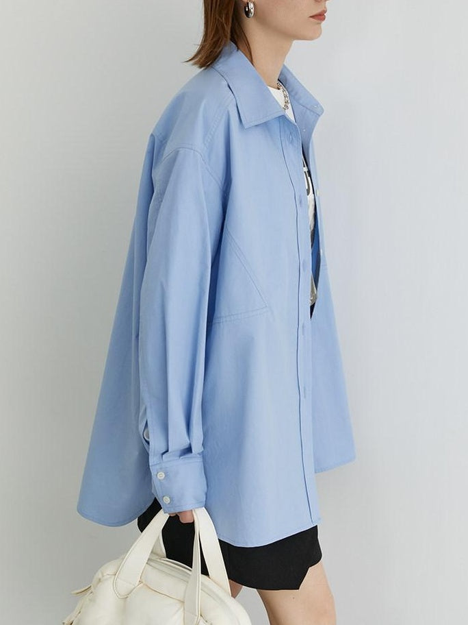 fano Breathable 100 Percent Cotton Button Stand Collar Straight Minimal Women Shirts