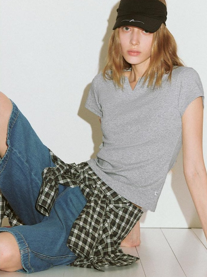 fano Moisture Wicking Slim Fit Korean Commuter Crew Neck Tee Basic Crop Tops