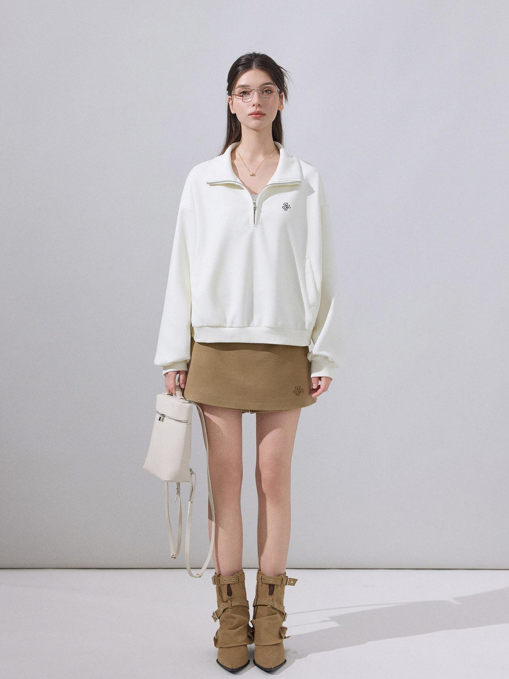 ikyou Wrinkle Free Embroidered High Waist A Line Casual Women Polyester Mini Skirts
