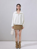 ikyou Wrinkle Free Embroidered High Waist A Line Casual Women Polyester Mini Skirts