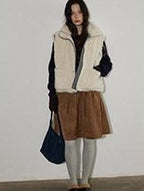 Lofi choose Flattering High Waist Ruched A Line Office Khaki Polyester Women Midi Skirts