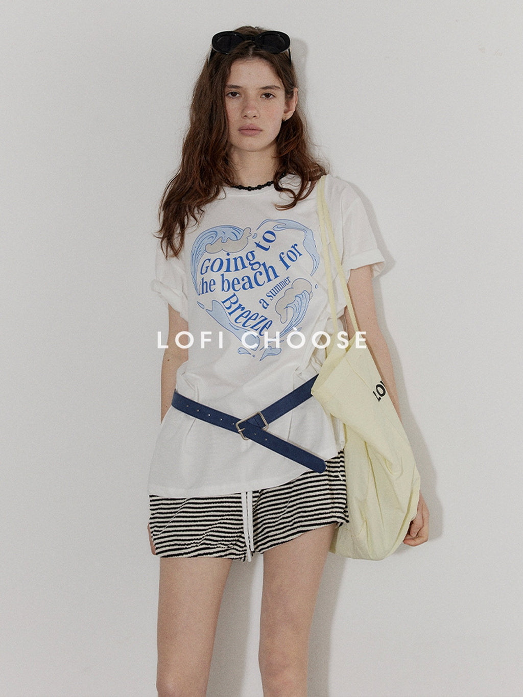 Lofi choose High Waist Relaxed Fit Women Office Commuter Black Apricot Striped Mini Shorts