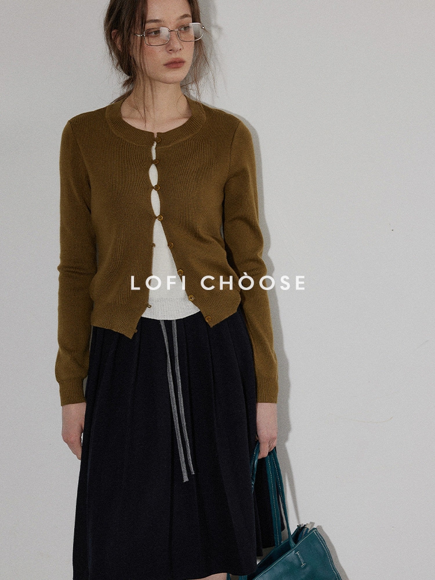 Lofi choose Cozy Button Front Relaxed Office Women Knit Long Sleeve Round Neck Cardigans