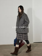 Lofi choose High Waist Cotton Colorblock Straight Loose Fit Workwear For Women Mini Skirts